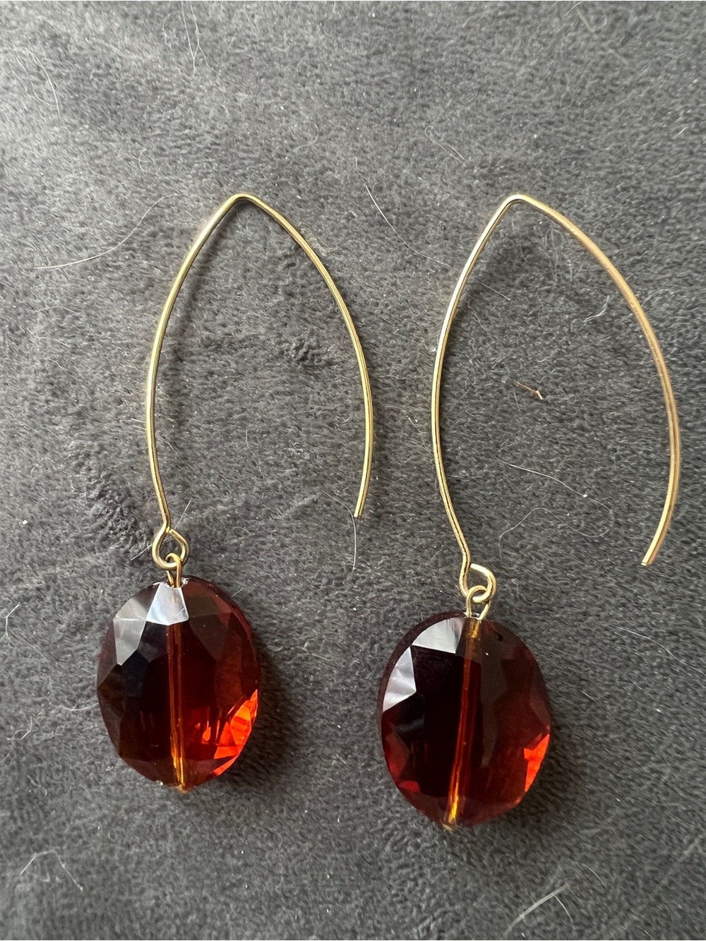 Katia Designs Gold Wire Earrings with Amber Faceted Drops